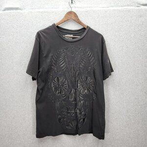 Old Navy Black Cutout Skull Graphic T-Shirt Mens XL 100% Cotton Crew Neck